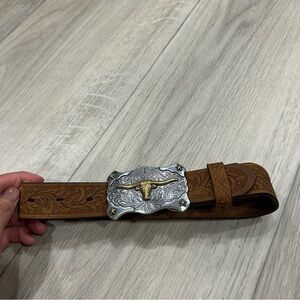 Tony Lama Toddler Longhorn Western Belt Genuine Leather Youth Cowboy